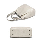 Sac cabas femme en cuir véritable blanc cassé, vue du dessous
