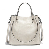 Sac cabas femme en cuir véritable blanc cassé, vue de face