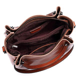 Sac cabas femme en cuir véritable, vue intérieure avec compartiment zippé