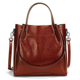 Sac cabas femme en cuir véritable marron, vue de face