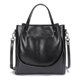 Sac cabas femme en cuir véritable noir, vue de face