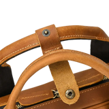 Sac cartable en bandoulière marron détails anse