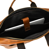 Sac cartable en bandoulière marron compartiment ordinateur