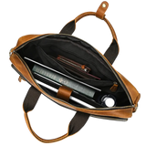Sac cartable en bandoulière marron intérieur bien agencé