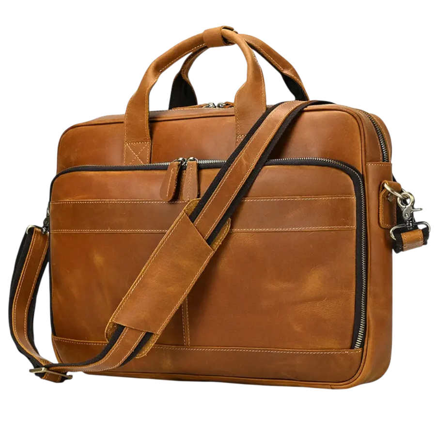 Sac cartable en bandoulière marron