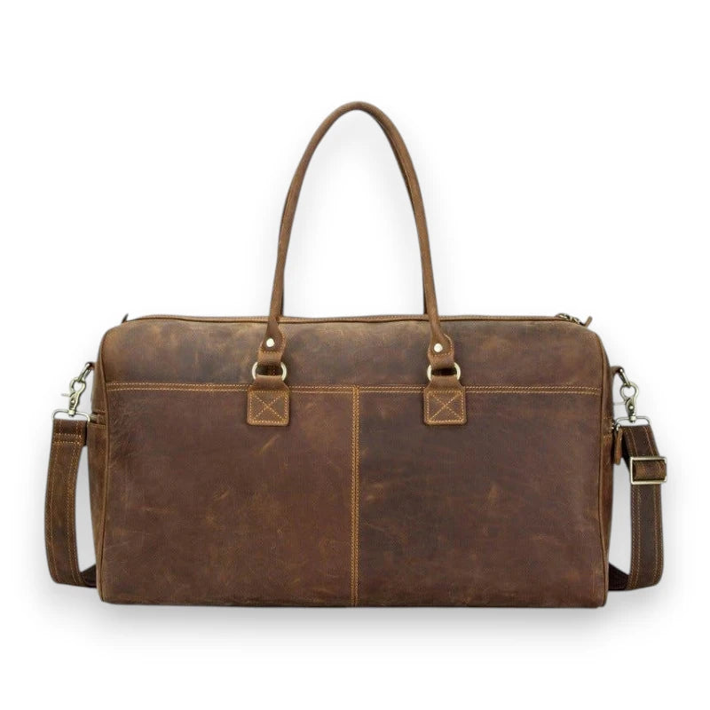 Sac de voyage en cuir véritable vintage arrière