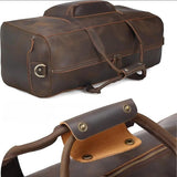 Sac de voyage en cuir véritable vintage, vue de dessus