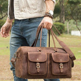 Sac de voyage en cuir véritable vintage homme