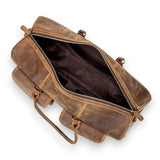Sac de voyage en cuir véritable vintage intérieur