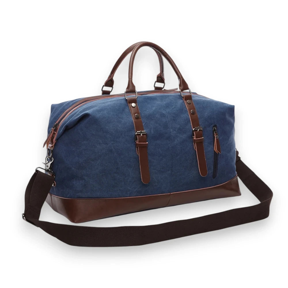 Sac de voyage en toile homme bleu bandoulière