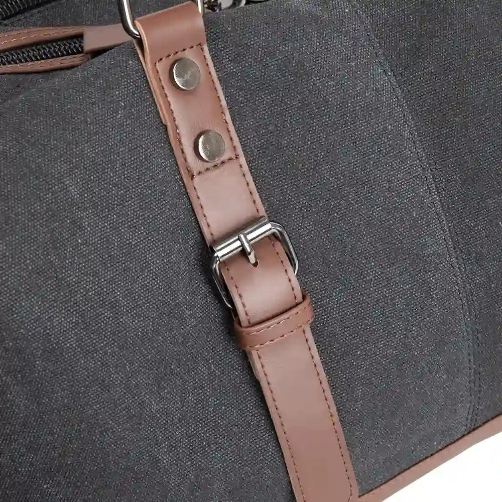 Sac de voyage en toile homme noir détails