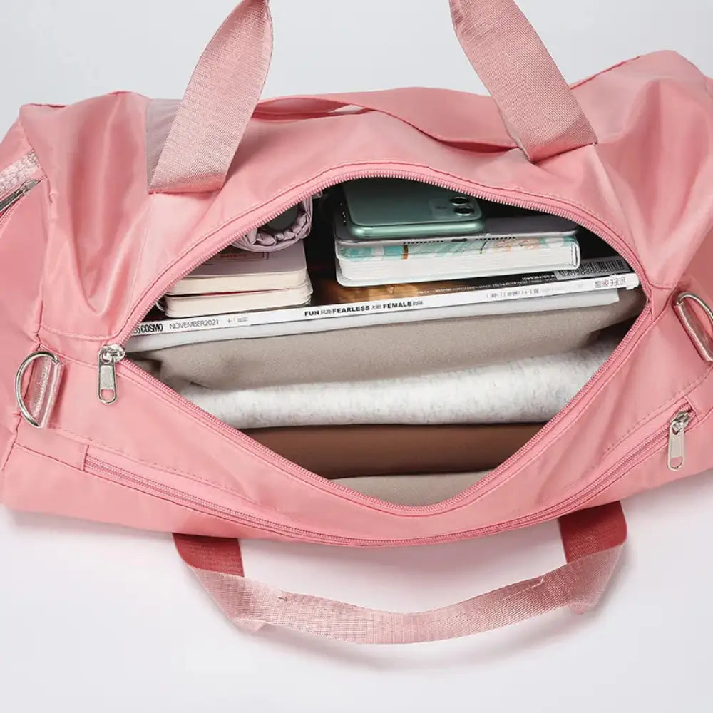 Sac de voyage femme léger et déperlant rose intérieur