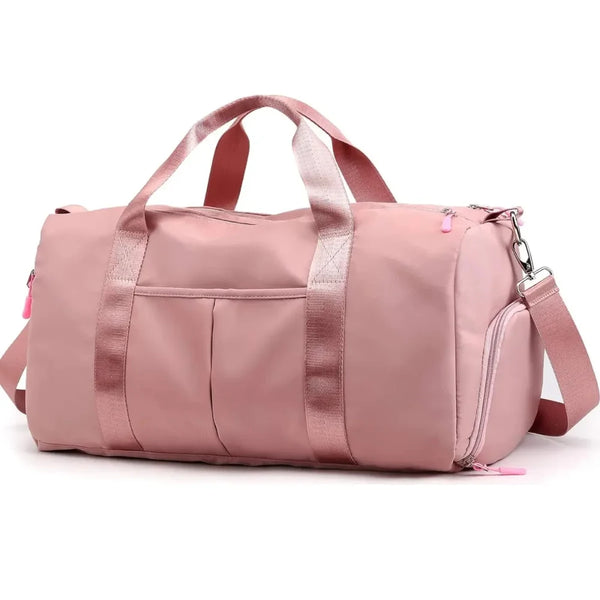 Sac de voyage femme léger et déperlant rose de trois quarts