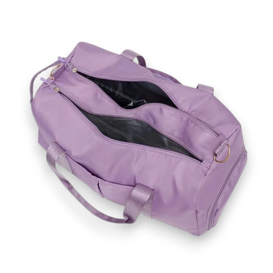 Sac de voyage femme léger et déperlant violet dessus