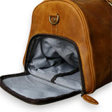 Sac de voyage homme cuir vintage camel compartiment chaussures