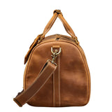 Sac de voyage homme cuir vintage camel côté