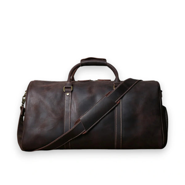 Sac de voyage homme cuir vintage marron foncé