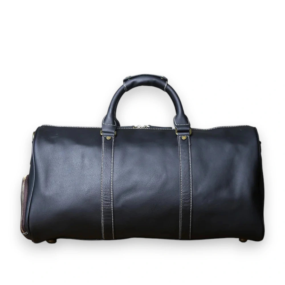 Sac de voyage homme cuir vintage noir arriere