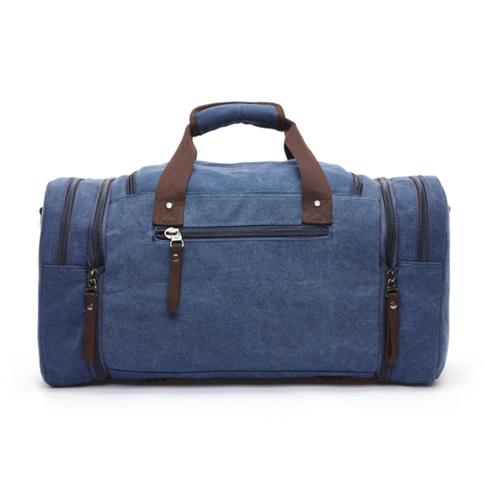 Sac de voyage homme en toile épaisse bleu arrière