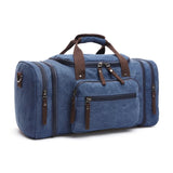 Sac de voyage homme en toile épaisse bleu de trois quarts