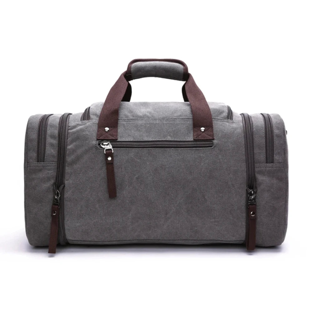 Sac de voyage homme en toile épaisse gris arrière