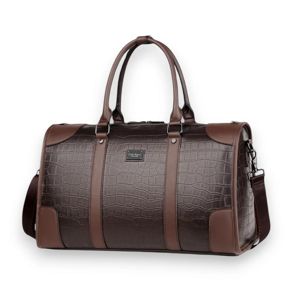 Sac de voyage imitation crocodile marron
