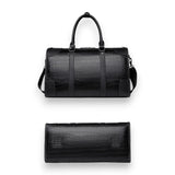 Sac de voyage imitation crocodile noir derrière et dessous