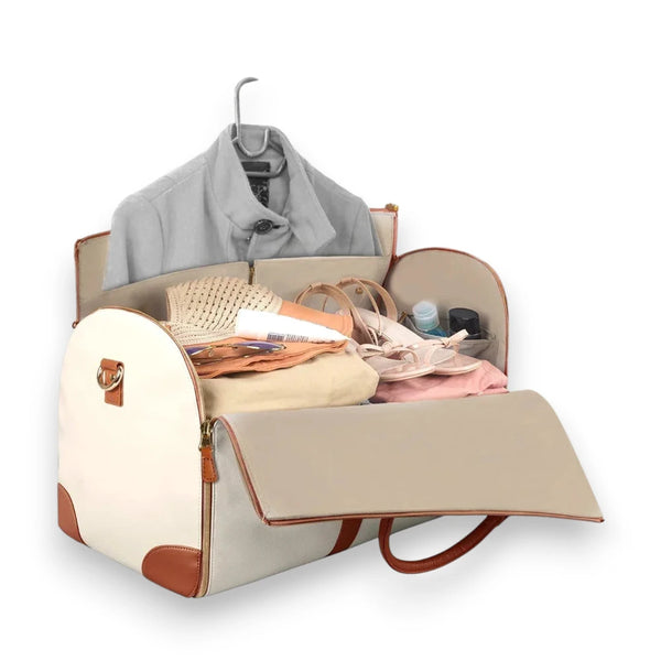 Sac de voyage pliable en similicuir blanc cassé intérieur
