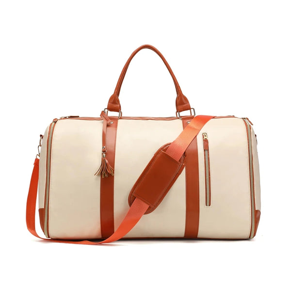 Sac de voyage pliable en similicuir blanc cassé