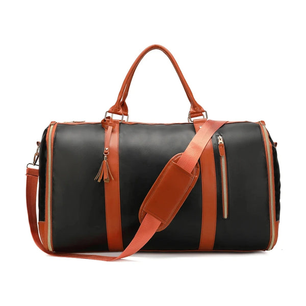 Sac de voyage pliable en similicuir noir