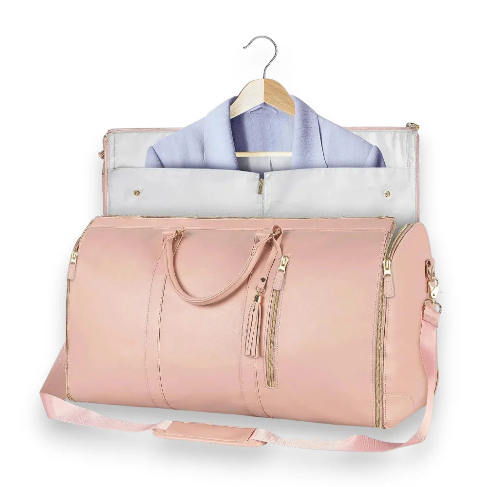 Sac de voyage pliable en similicuir rose costume