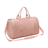Sac de voyage pliable en similicuir rose de trois quarts