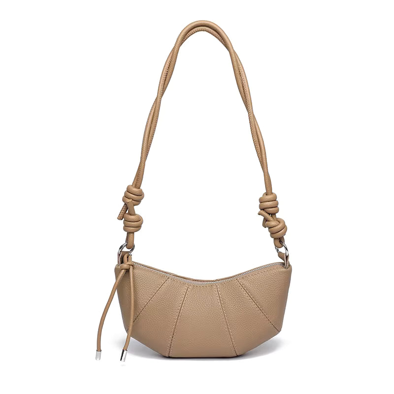 Sac demi lune bandoulière marron clair cuir