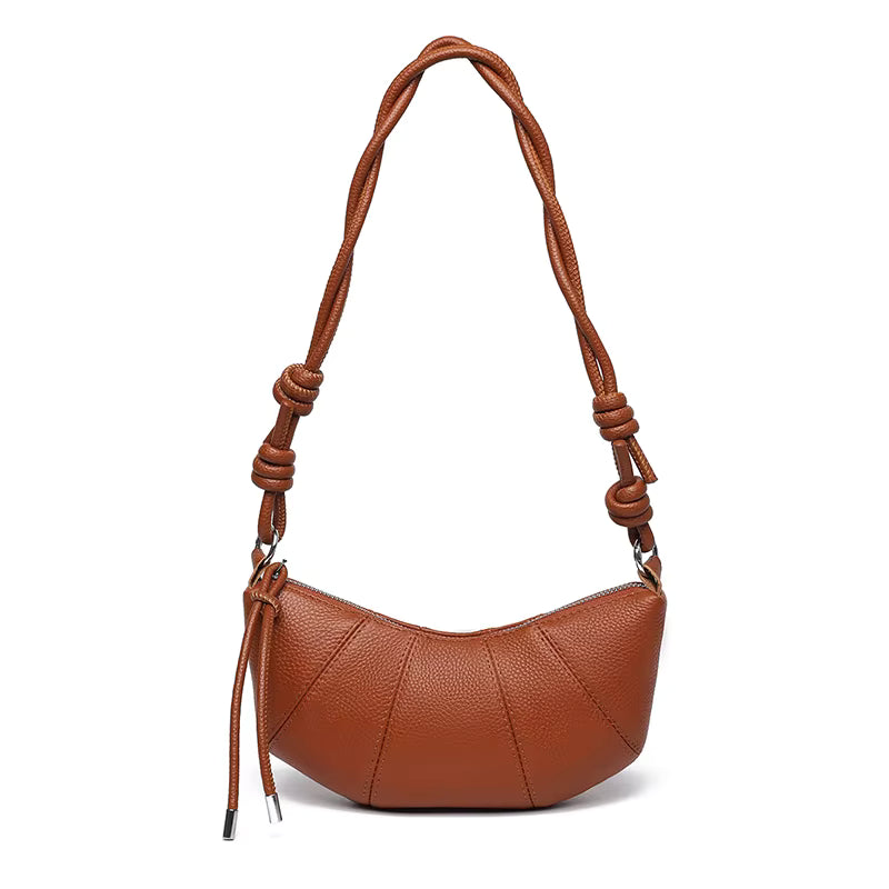Sac demi lune bandoulière marron cuir