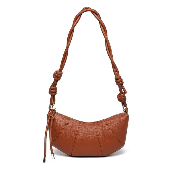 Sac demi lune bandoulière marron cuir