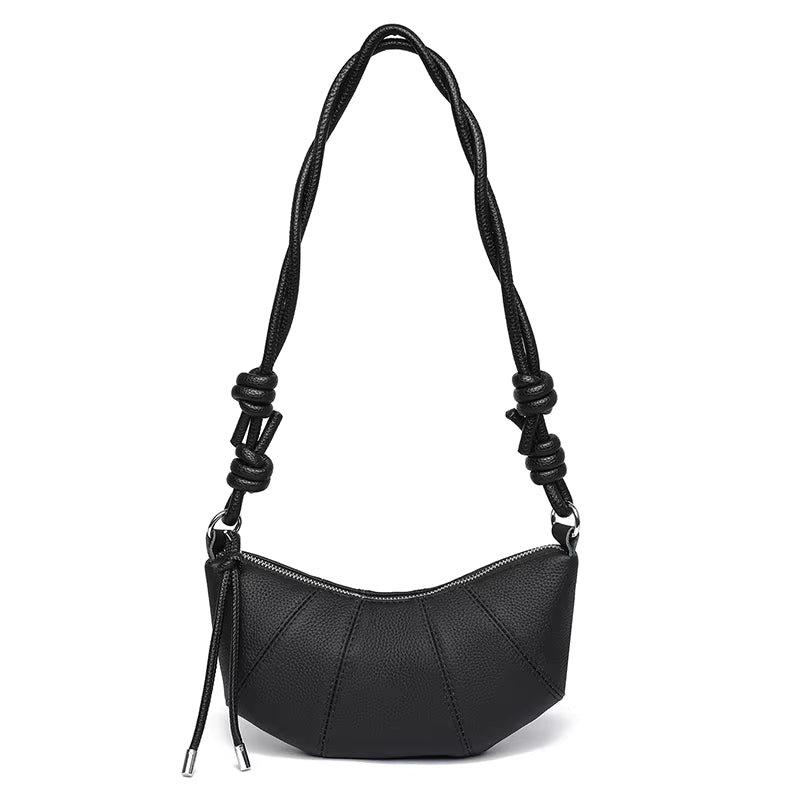 Sac demi lune bandoulière noir cuir