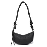Sac demi lune bandoulière noir cuir