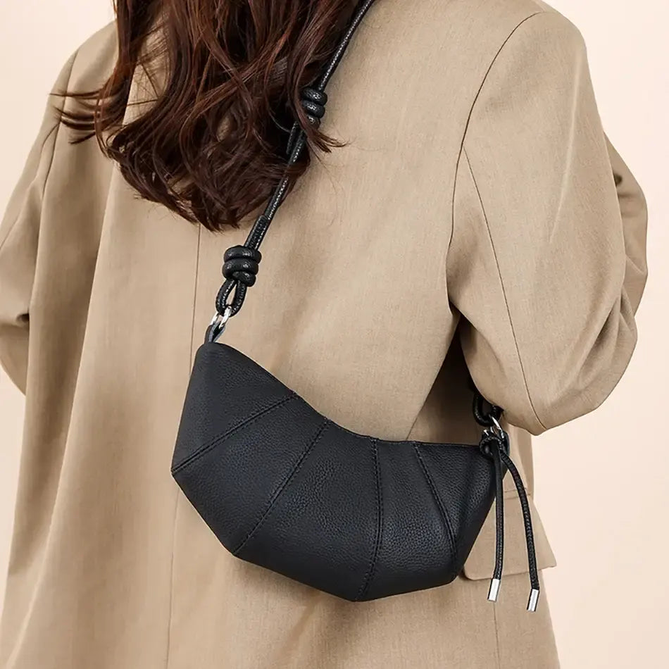 Sac demi lune bandoulière noir femme