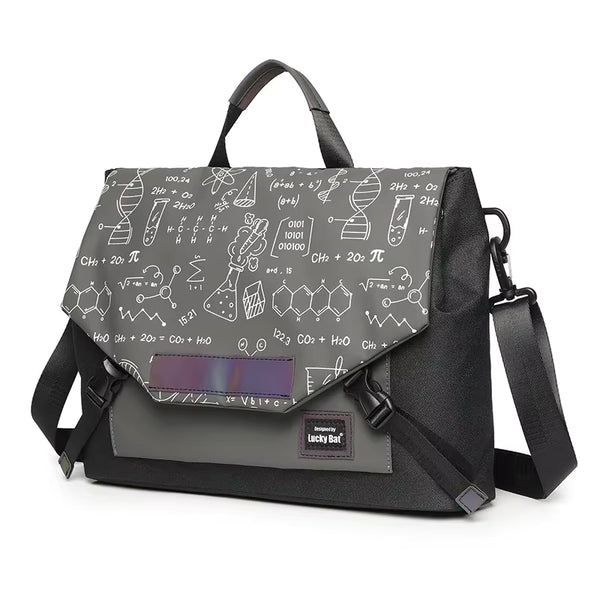 Sac ordinateur bandoulière gris de trois quarts