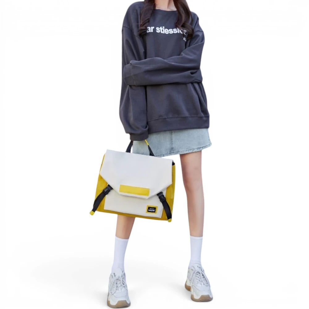 Sac ordinateur bandoulière jaune femme