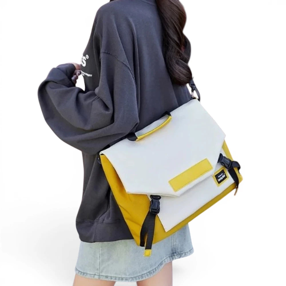 Sac ordinateur porté en bandoulière jaune