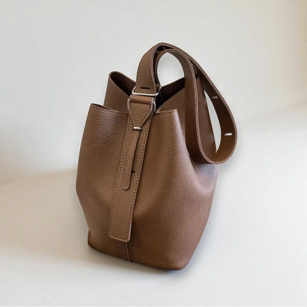 Sac seau bandoulière femme marron