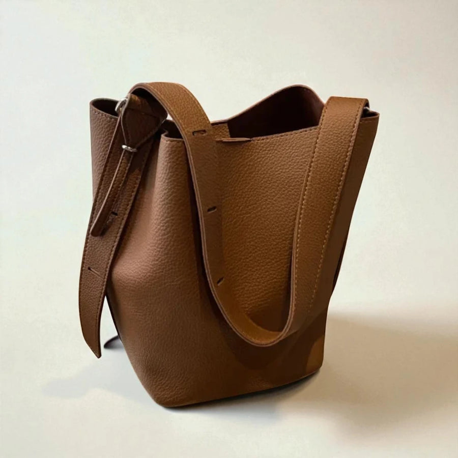 Sac seau bandoulière femme marron