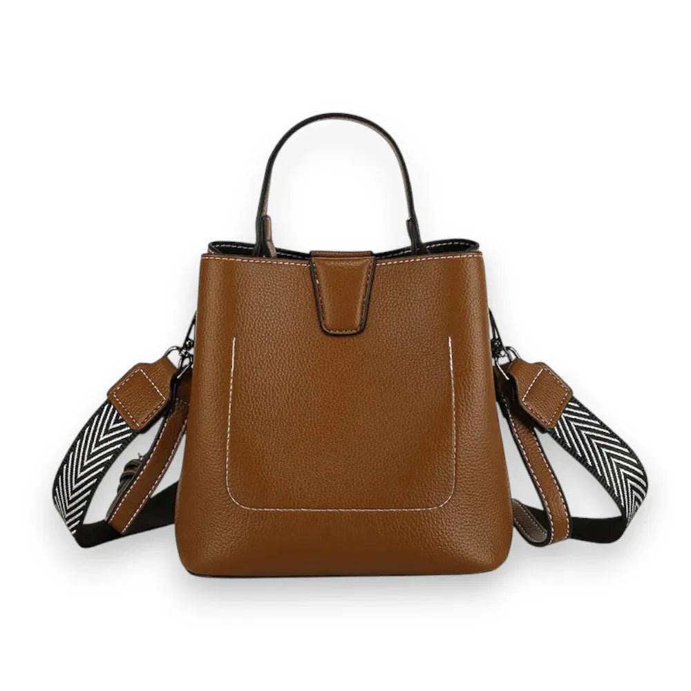 Sac seau cuir marron 2 bandoulières