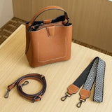 Sac seau cuir marron bandoulière