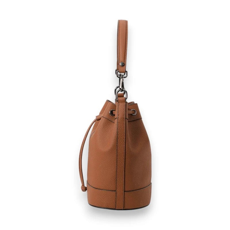 Sac seau en cuir authentique de côté