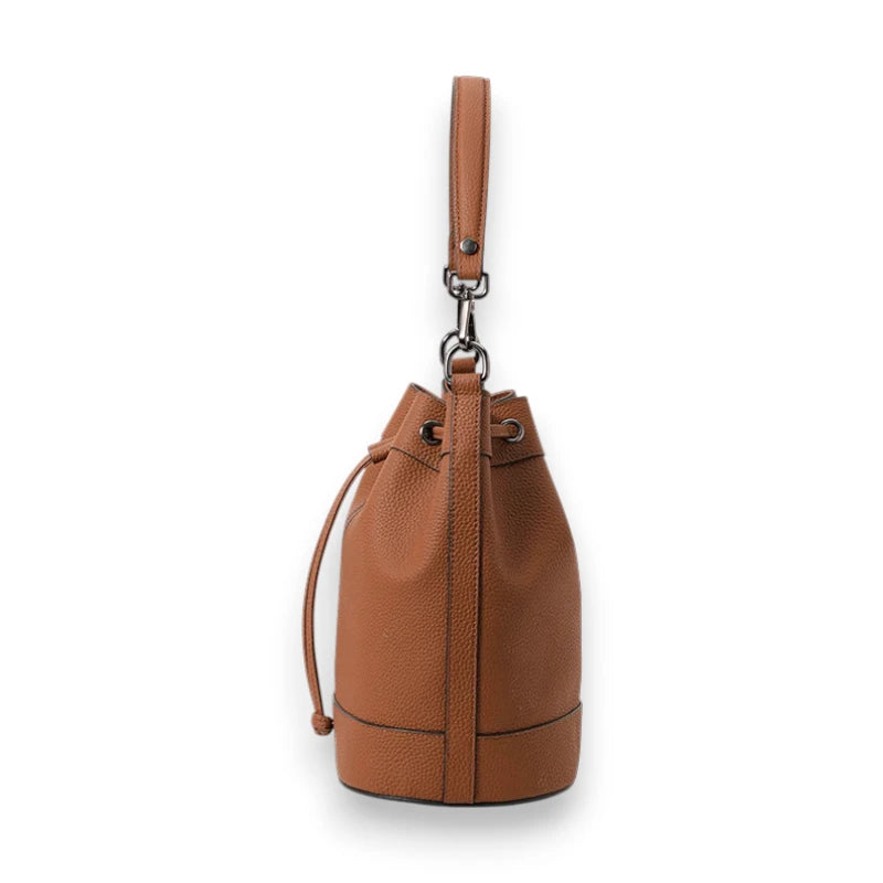 Sac seau en cuir authentique de côté