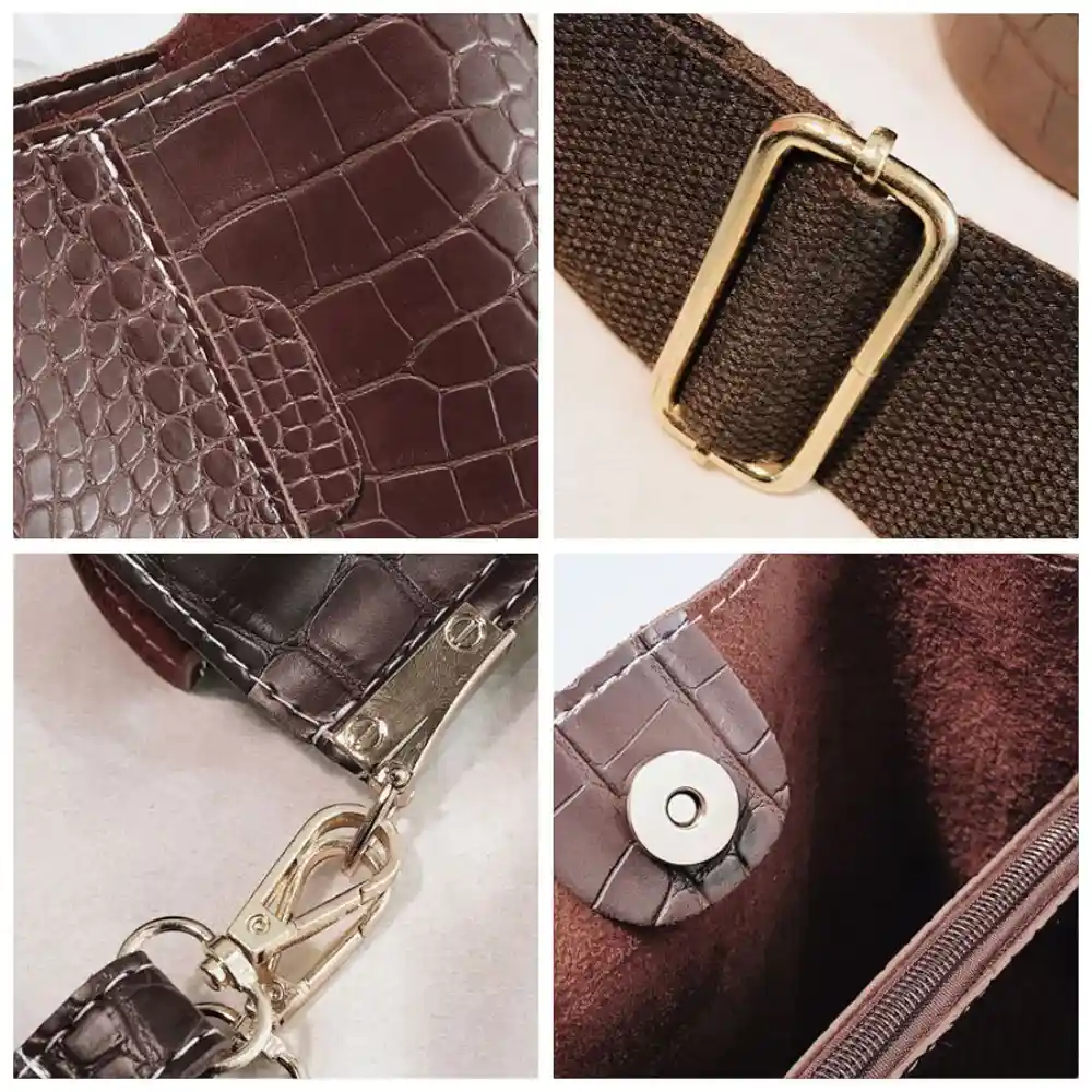 Sac seau en cuir détails