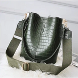 Sac seau en cuir vert kaki