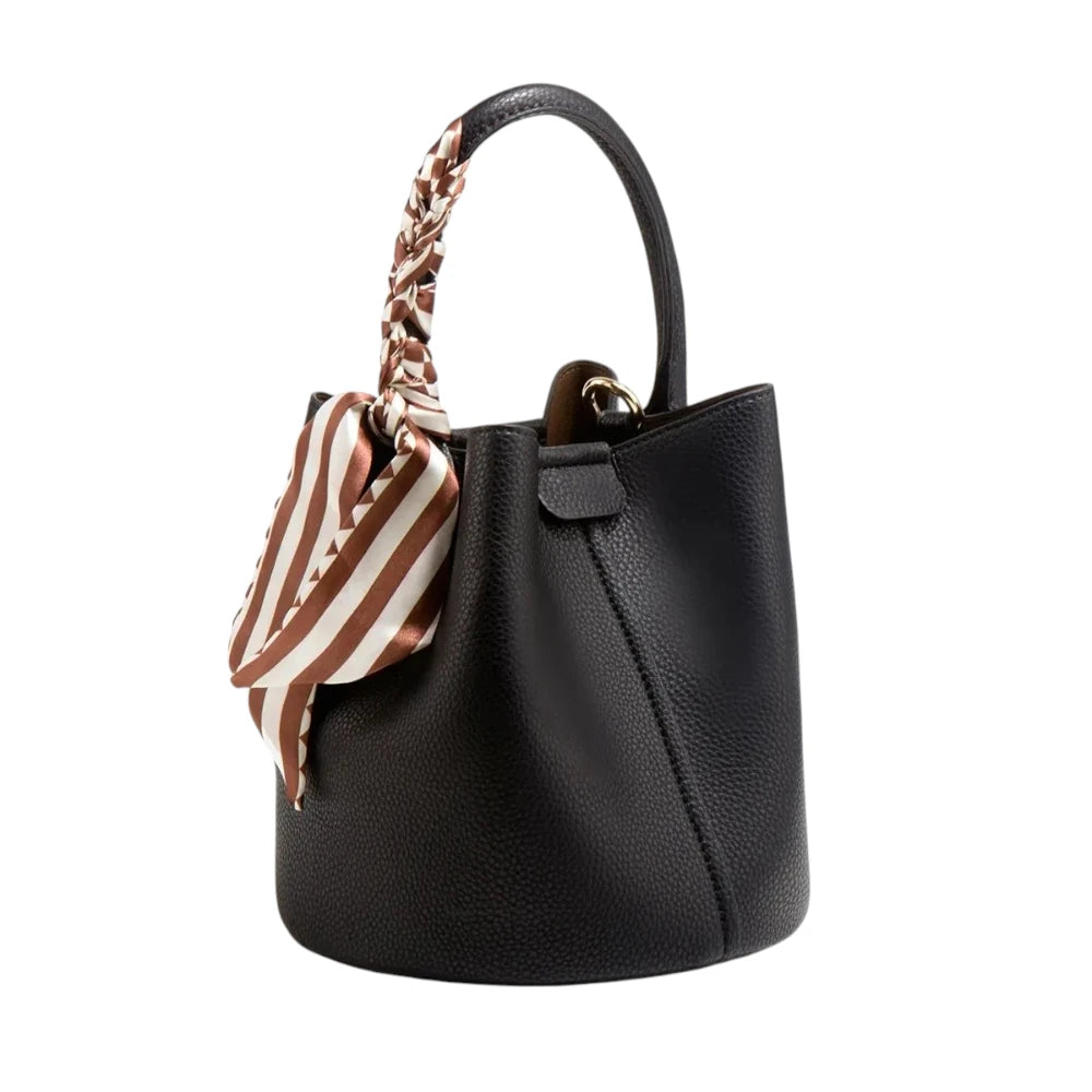 Sac seau en simili cuir souple noir